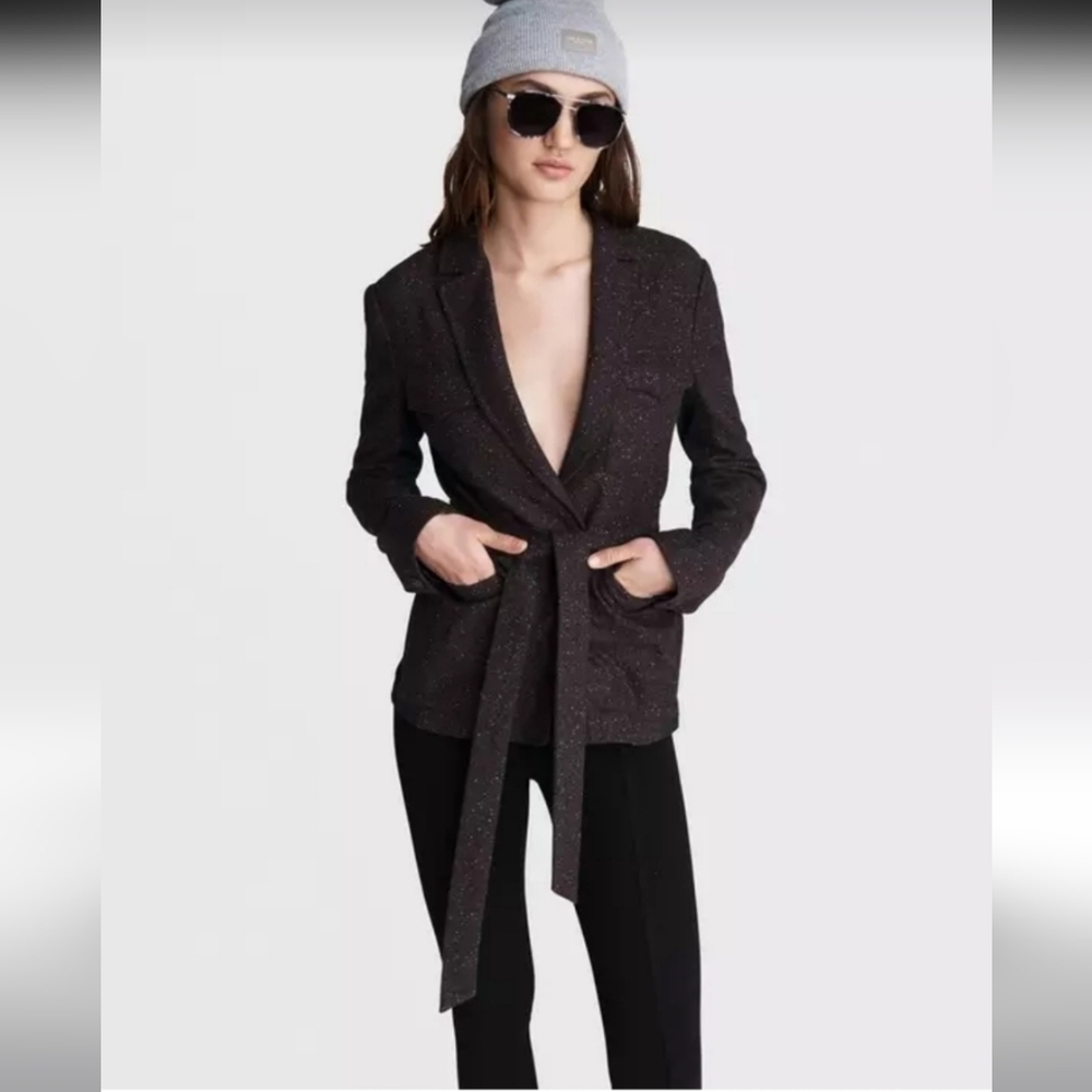 || RAG & BONE || Vera wool blazer, speckled, plum, belted waist, size 2